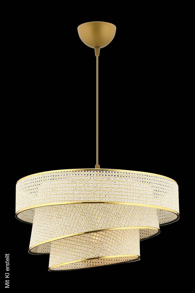 Opviq Pendelleuchte Couper gold creme Metall Baumwolle B/H/L: ca. 40x72x40 cm E27 1 Brennstellen