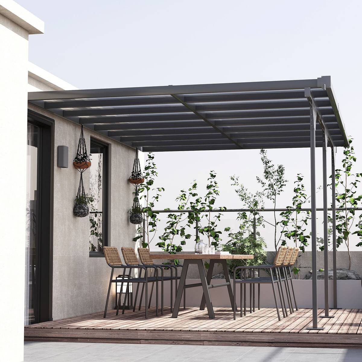 Outsunny Pavillon grau Aluminium B/H/L: ca. 302x250x435 cm