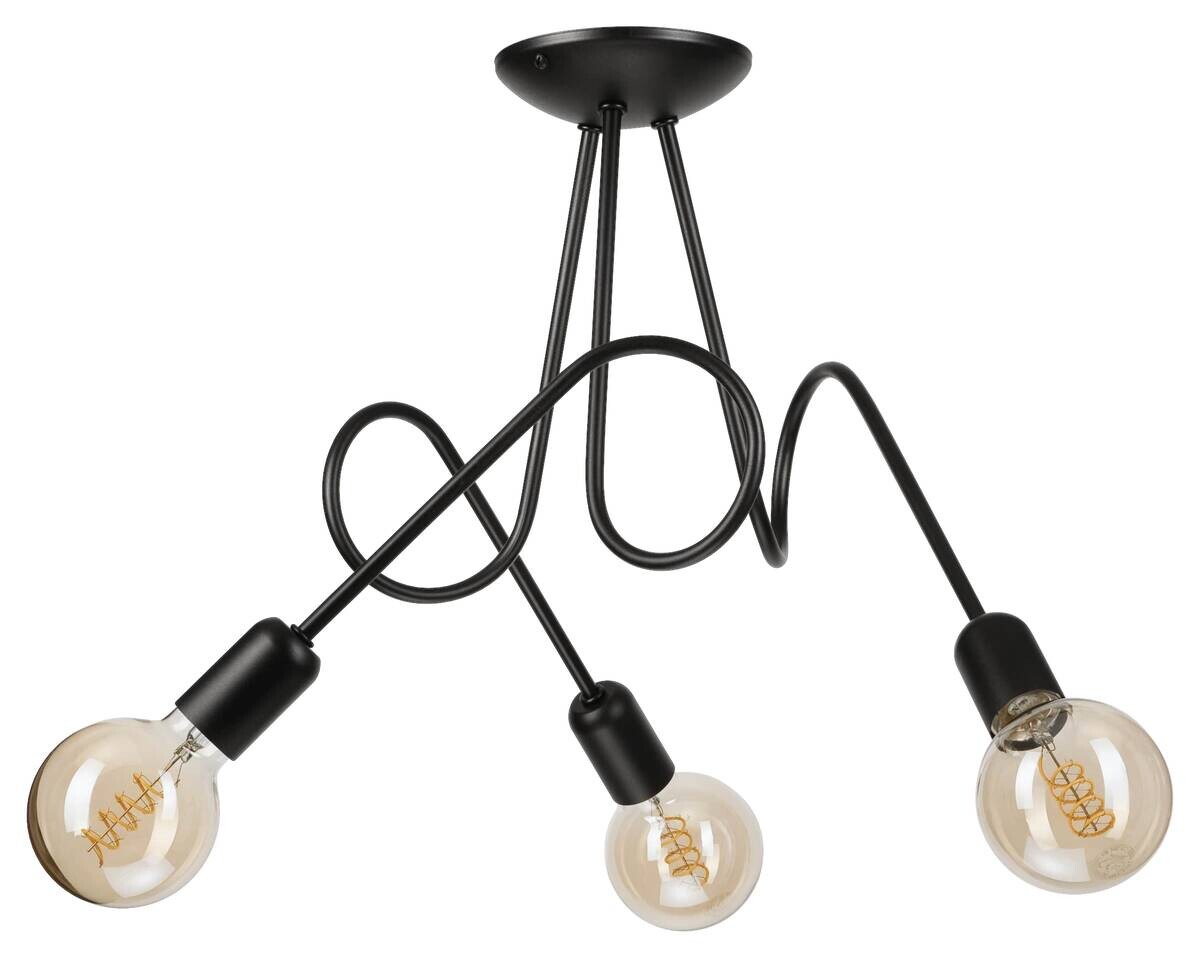 Lamkur Kronleuchter schwarz Stahl B/H/L: ca. 39x54x54 cm E27 3 Brennstellen