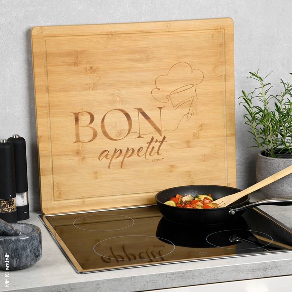 Kesper Herdabdeckplatte natur Bambus B/H/L: ca. 54x3x64 cm