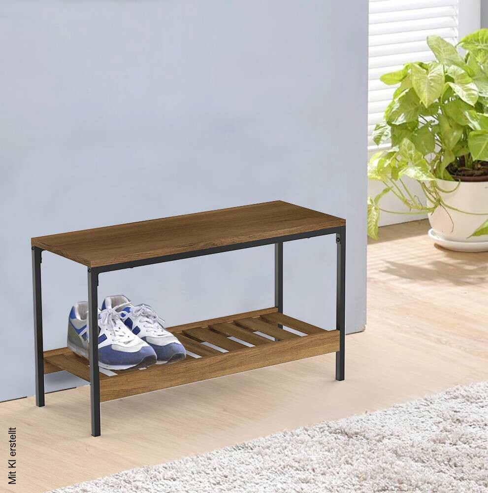Schuhregal Elwin schwarz Eiche Nachbildung B/H/T: ca. 70x42x26 cm