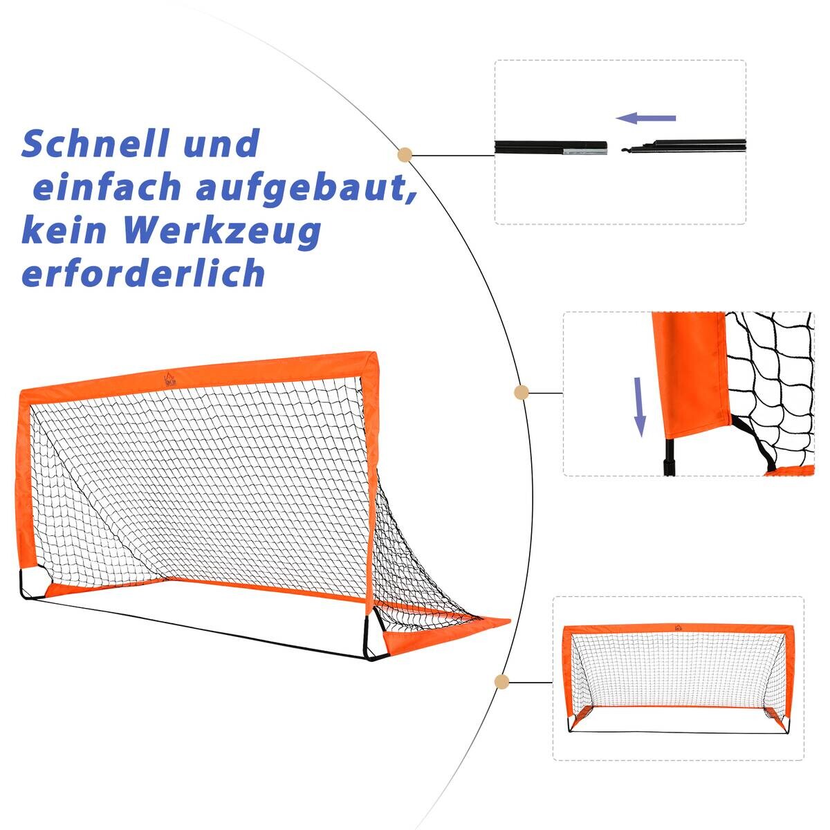 HOMCOM Fußballtor orange Metall B/H/L: ca. 90x90x183 cm