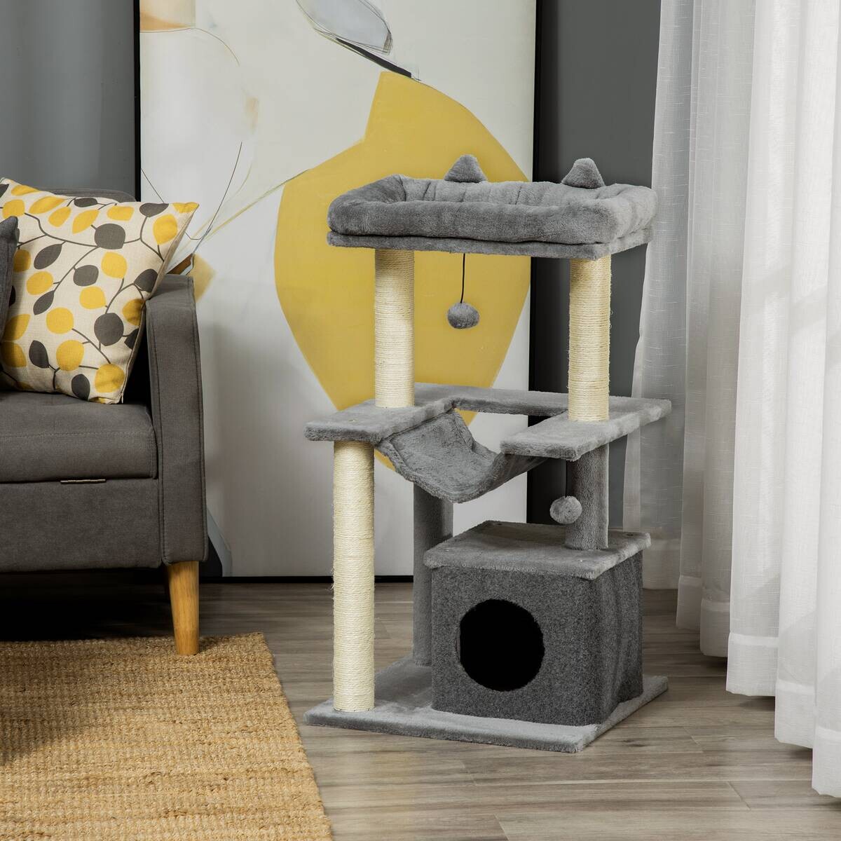 PawHut Kratzbaum grau Spanplatte B/H/L: ca. 48x48x90 cm