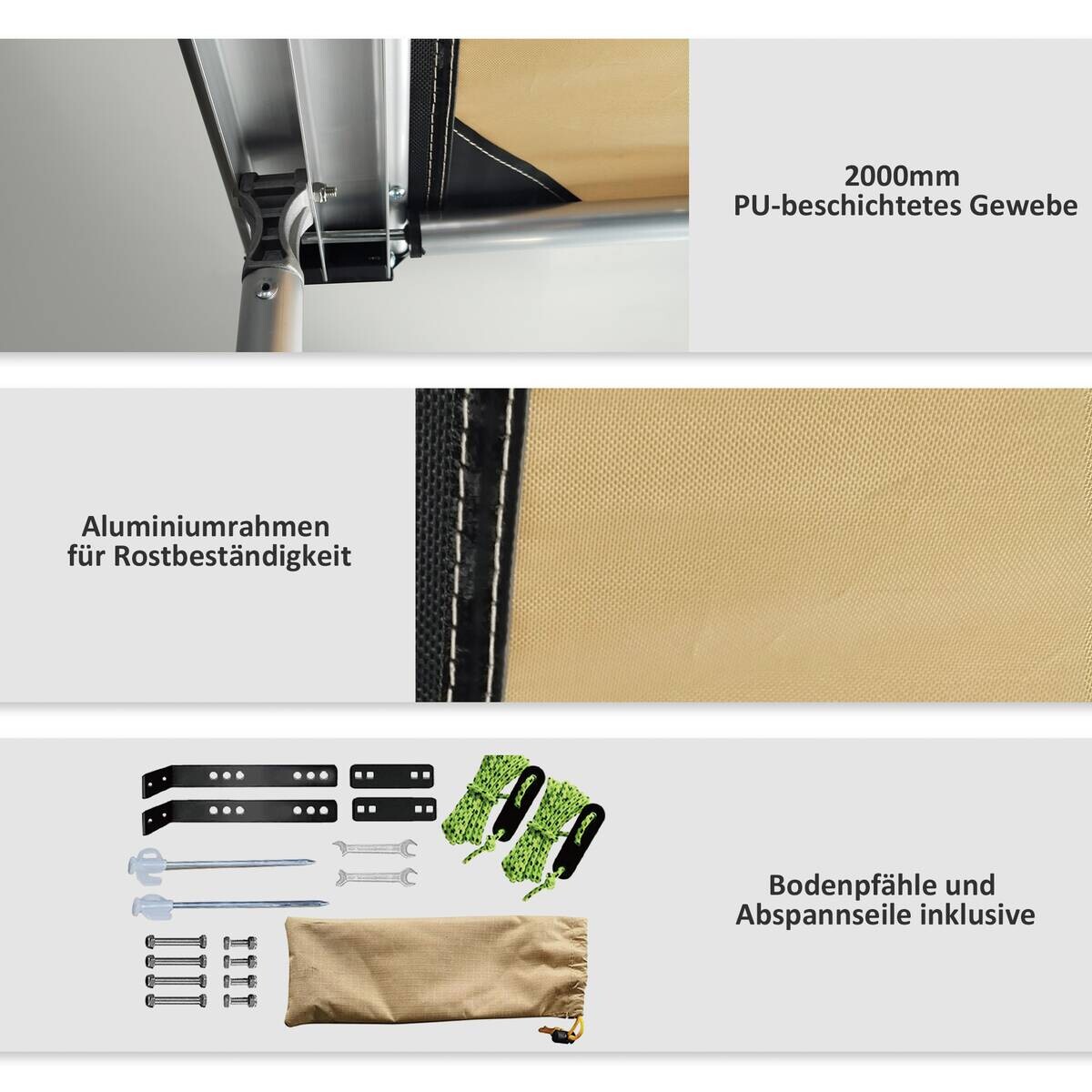 Outsunny Sonnensegel Wohnwagen B/H/L: ca. 250x225x160 cm