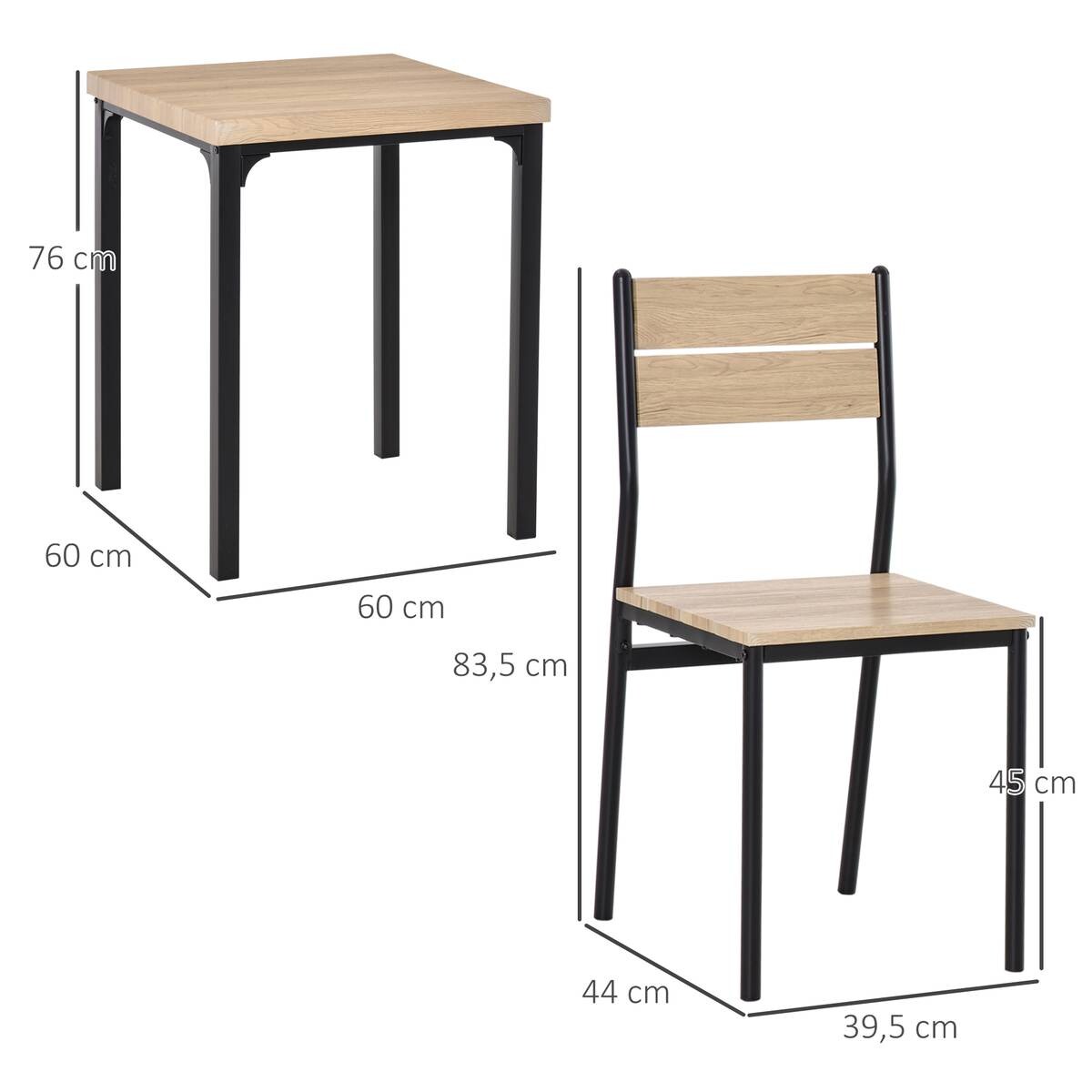 Essgruppe 835-090 natur schwarz B/H/T: ca. 70x76x70 cm