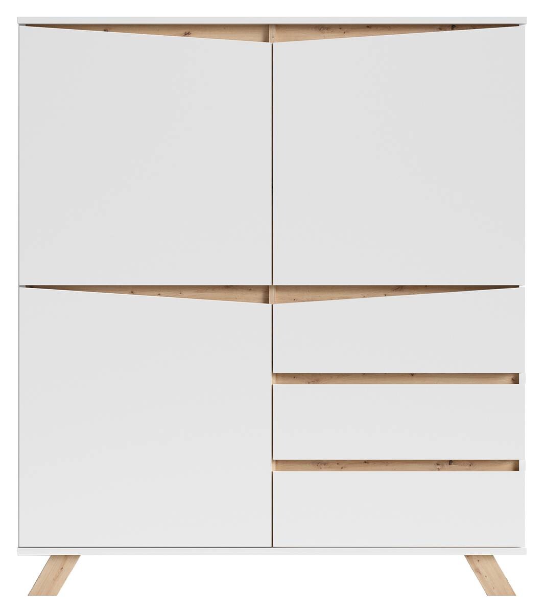 Highboard VALENTIN weiß Eiche Nachbildung B/H/T: ca. 120x142x38 cm