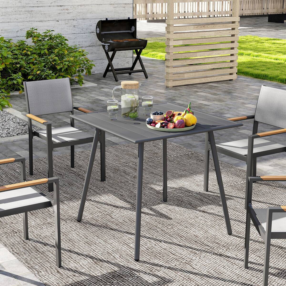 Outsunny Gartentisch grau Stahl B/H/L: ca. 80x74x80 cm