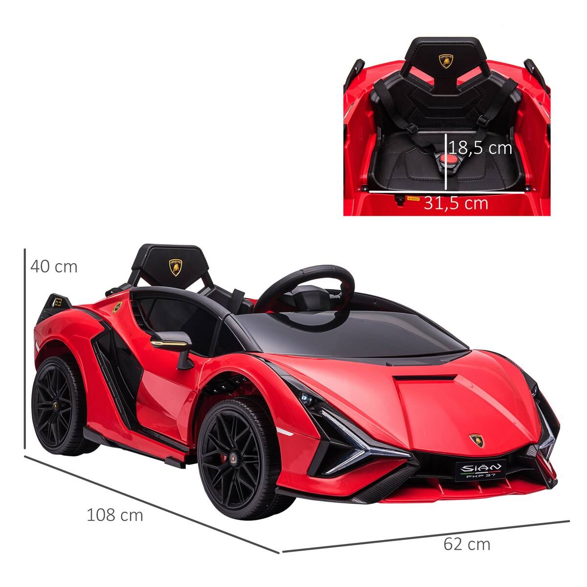 HOMCOM Kinder-Elektroauto rot B/H/L: ca. 62x65x132 cm