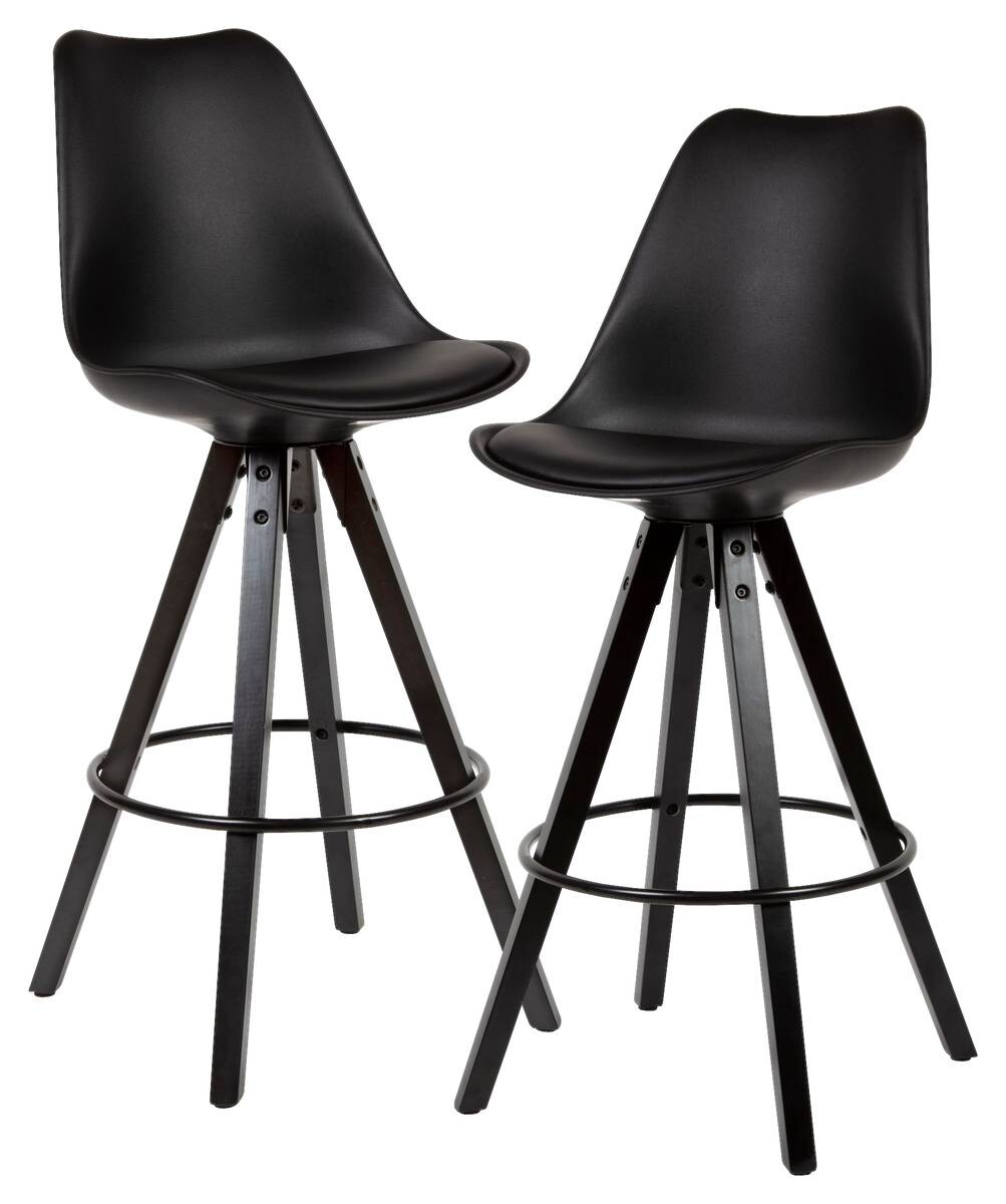 Barhocker 2er-Set schwarz Kunstleder B/H/T: ca. 44x113x39 cm