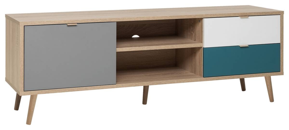 TV-Lowboard Cuba Eiche Sonoma Nachbildung weiß grau petrol B/H/T: ca. 150x52x40 cm
