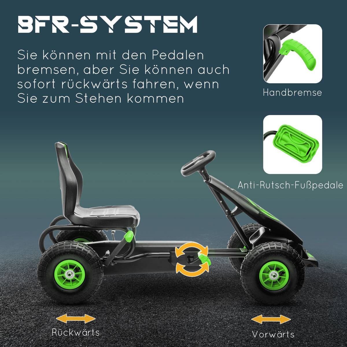 AIYAPLAY Go Kart grün B/H/L: ca. 58x61x121 cm