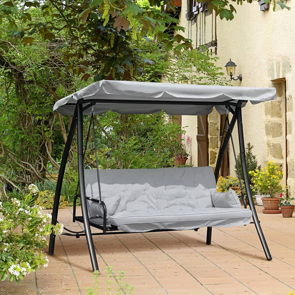 Outsunny Hollywoodschaukel grau Metall B/H/L: ca. 114x170x209 cm