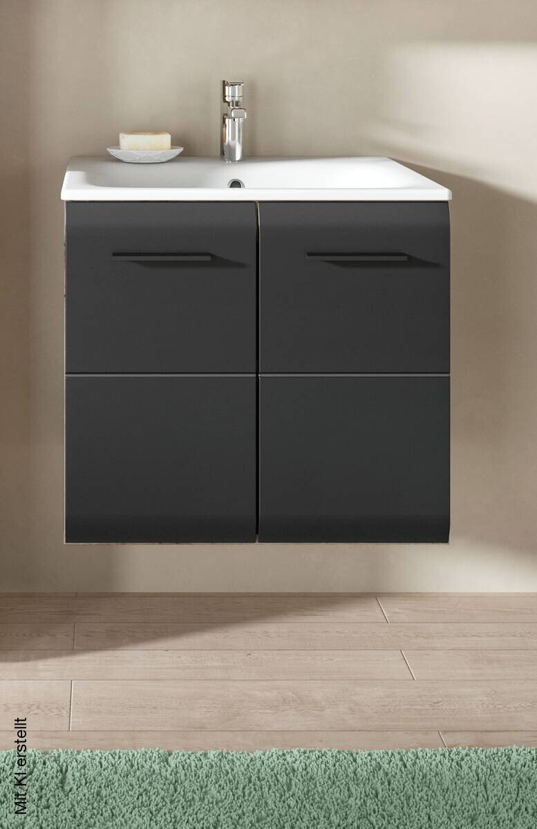 Waschplatz Ice Nox Oak Nachbildung schwarz matt B/H/T: ca. 60x55x46 cm