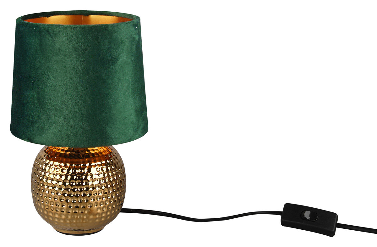 Reality Tischleuchte Sophia grün gold Keramik Samt H/D: ca. 26x16 cm E14 1 Brennstellen