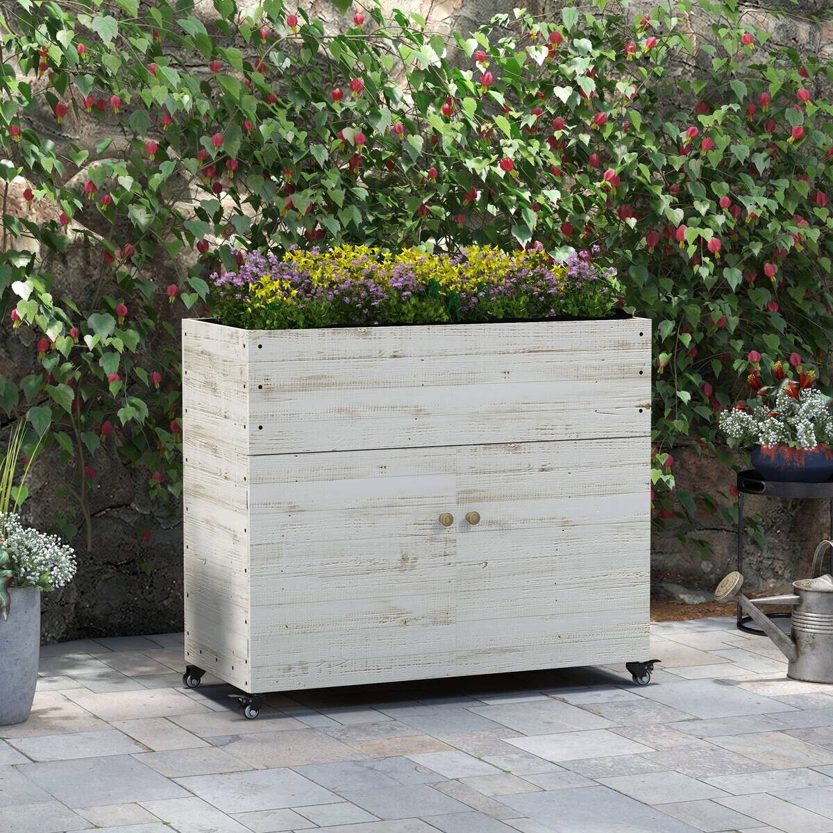 Outsunny Hochbeet weiß Holz B/H/L: ca. 50x110x95 cm