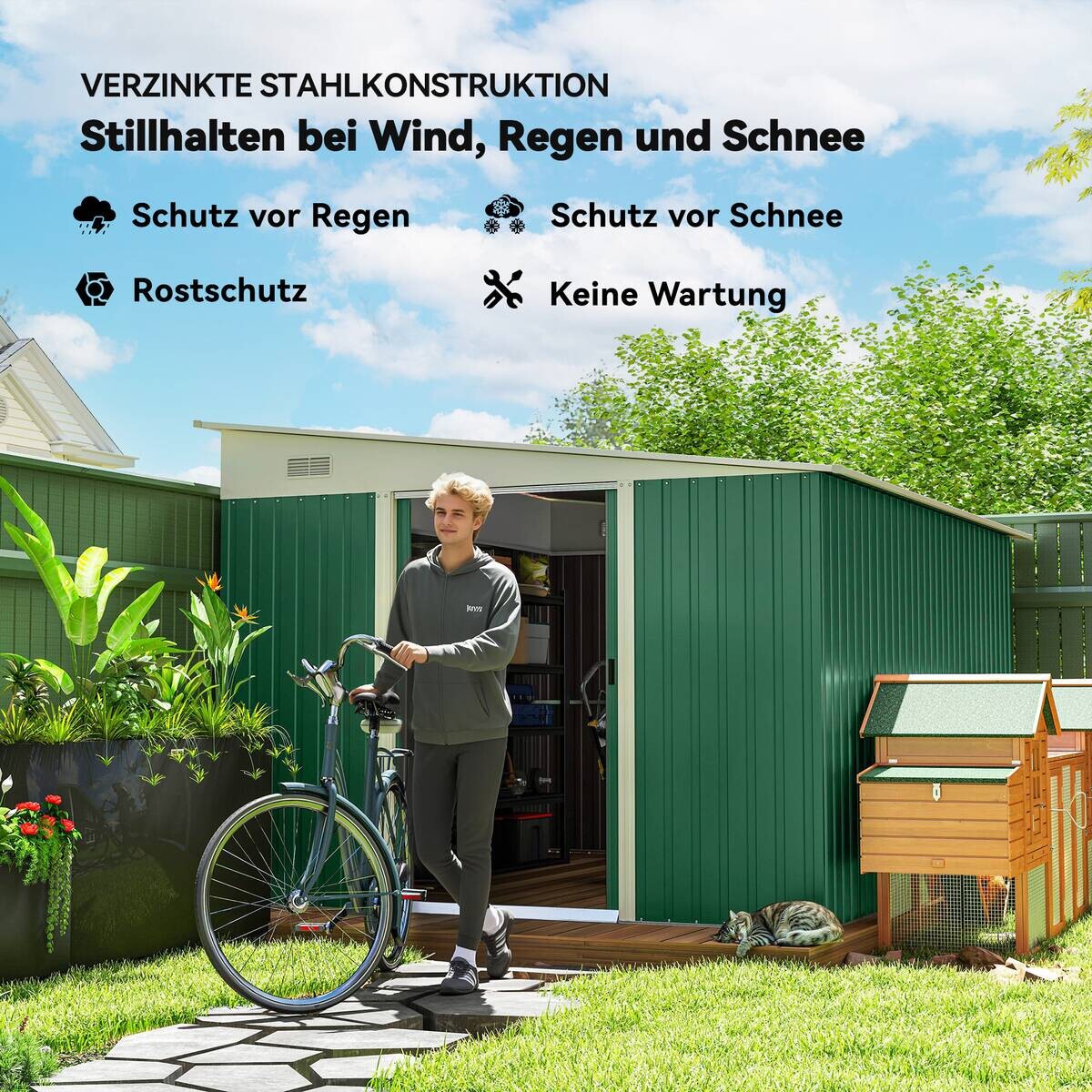 Outsunny Gerätehaus grün B/H/L: ca. 280x201x345 cm