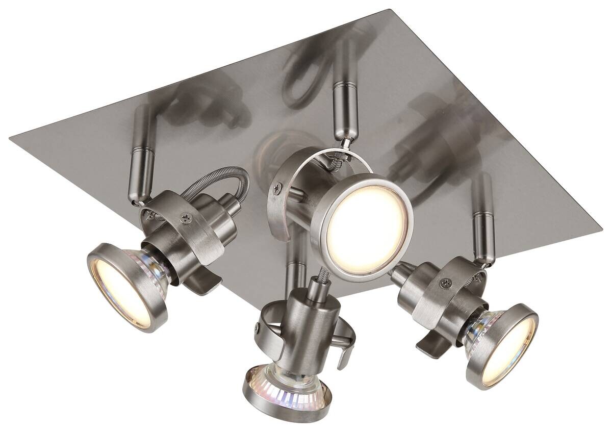 GLOBO Spot Verpax nickel B/H/L: ca. 24x13,2x26 cm GU10 4 Brennstellen