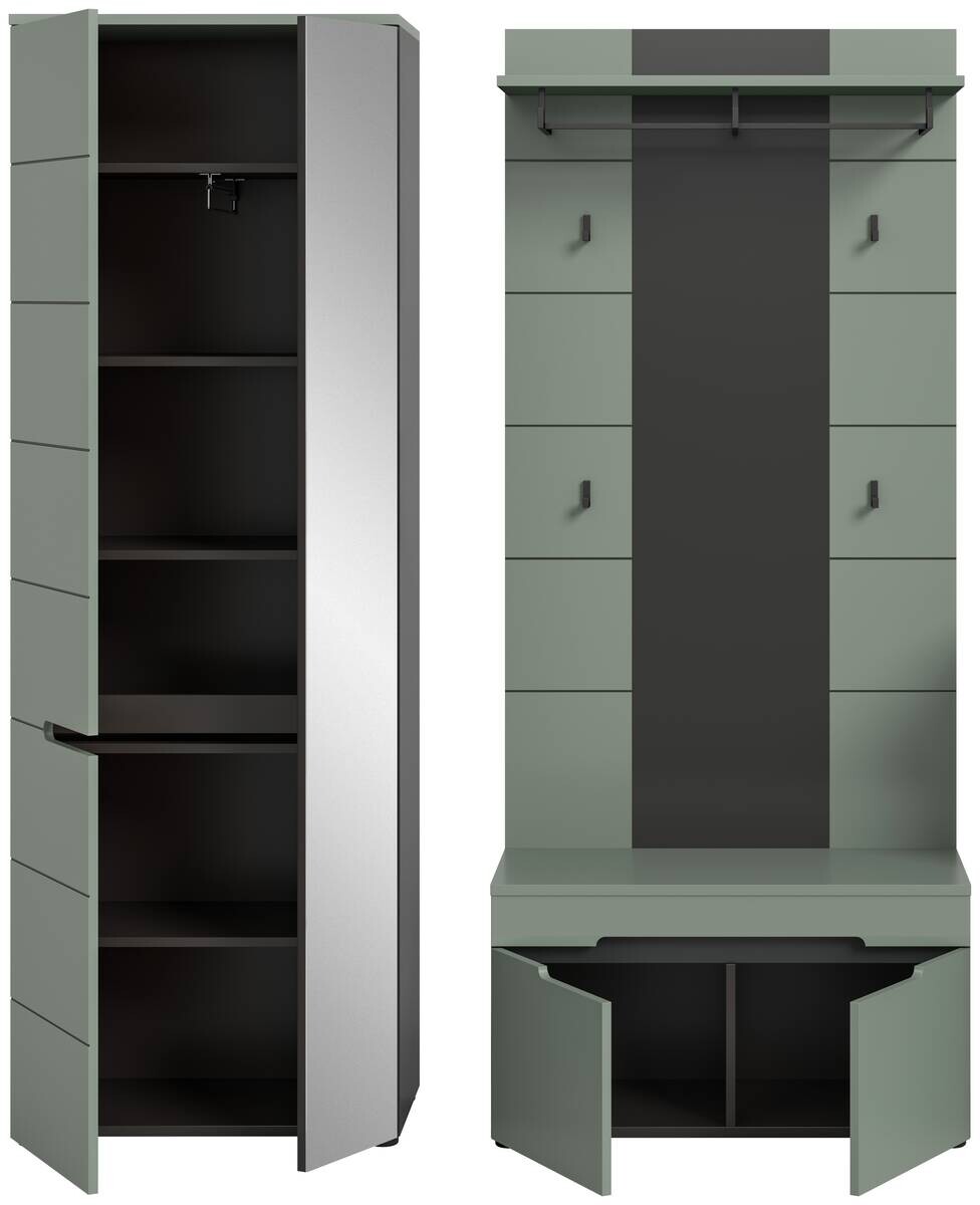 Garderobe Canu grün basaltgrau Nachbildung B/H/T: ca. 160x190x37 cm