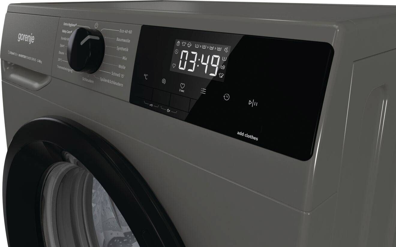 Gorenje Waschmaschine WNHEI84APSA/DE EEK: A Spektrum: A bis G 8kg 1400U/min titanfarbig B/H/T: ca. 60x85x54 cm