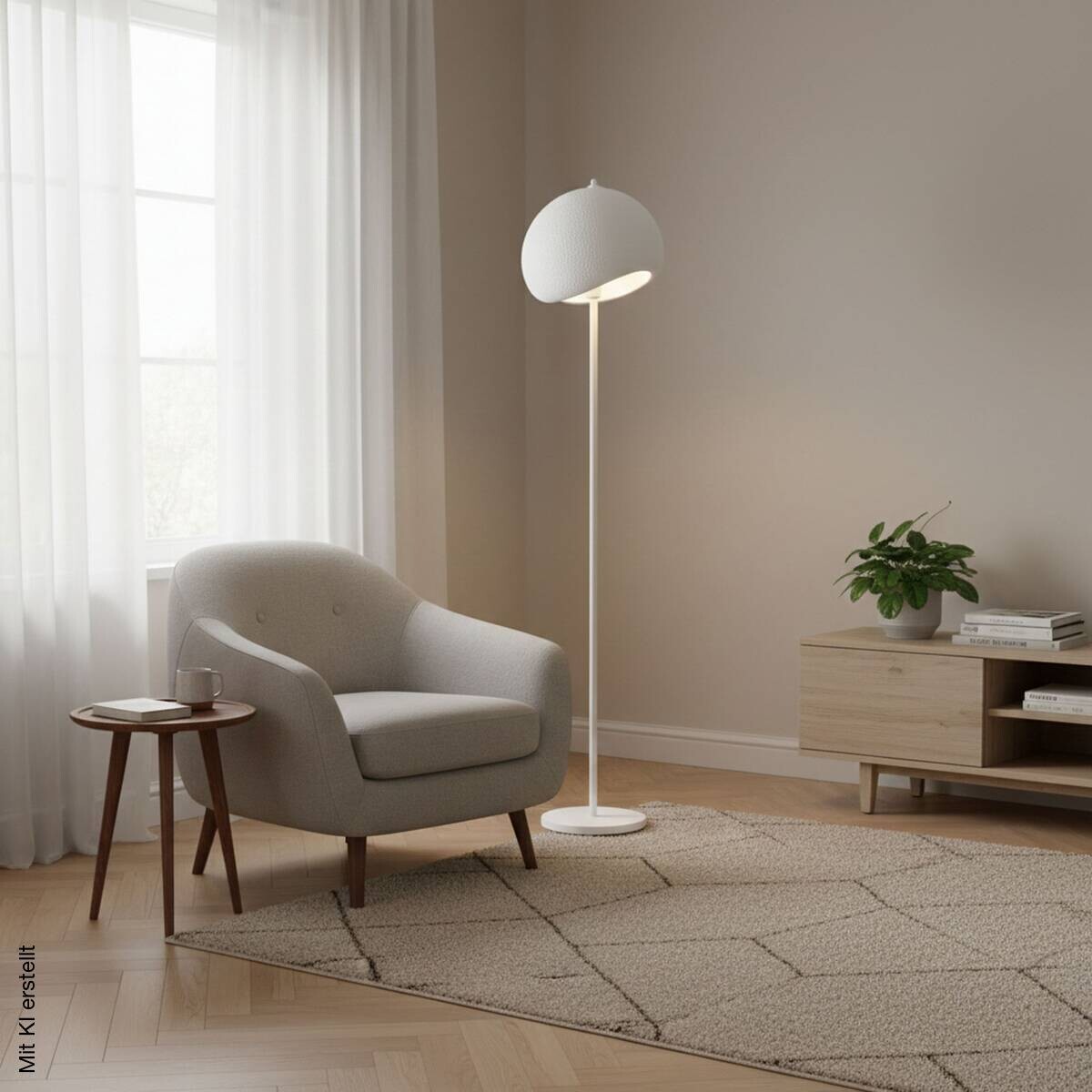 Opviq Stehlampe Yontu-15854 weiß Metall Polyester-Mischgewebe B/H/L: ca. 29x170x34 cm E27 1 Brennstellen
