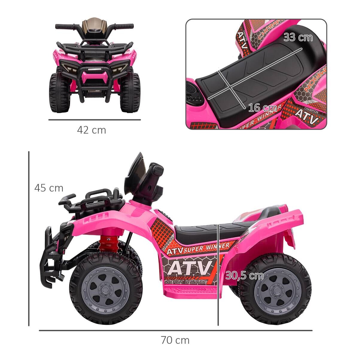 HOMCOM Kinderauto rosa B/H/L: ca. 42x70x45 cm