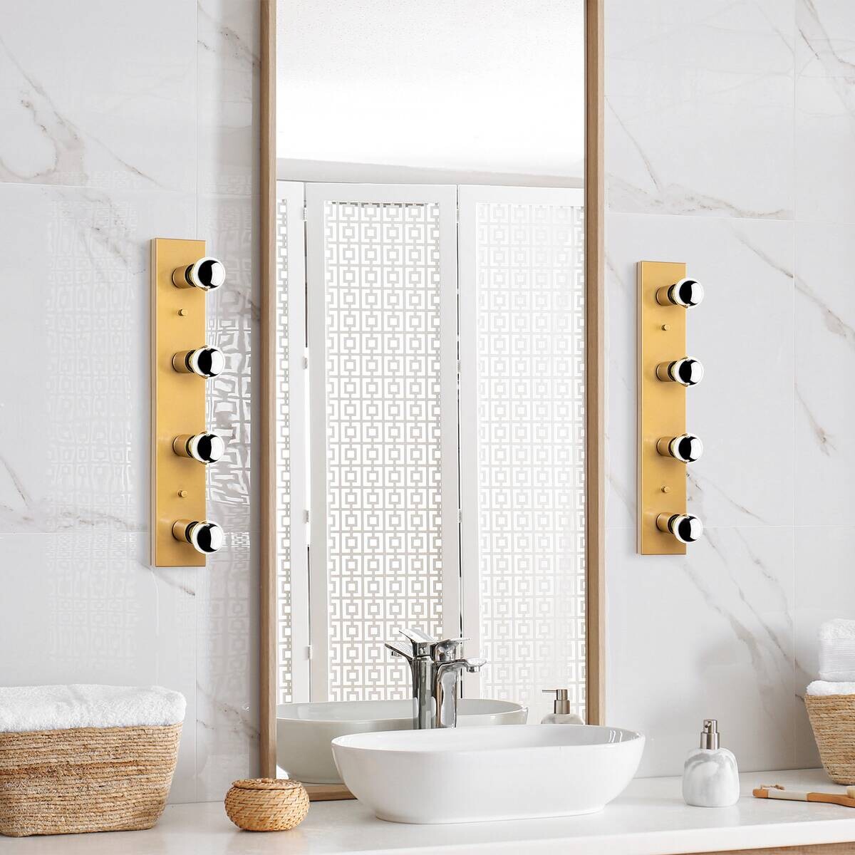 Opviq Wandleuchte gold Metall B/H/L: ca. 10x60x10 cm E27 4 Brennstellen