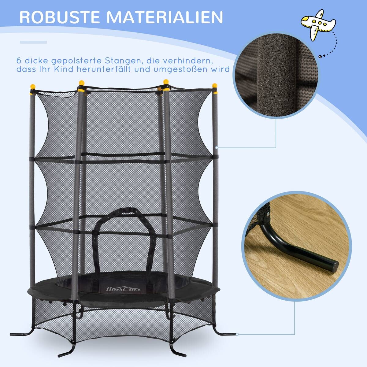 HOMCOM Kindertrampolin schwarz B/H/L: ca. 163x190x163 cm
