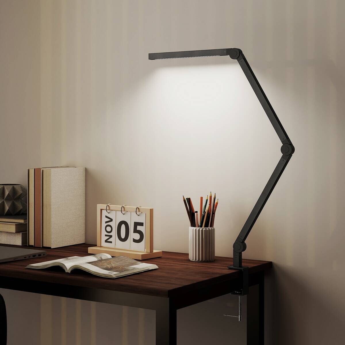 HOMCOM Tischleuchte schwarz Aluminium Kunststoff B/H/L: ca. 3,8x5,5x121,5 cm
