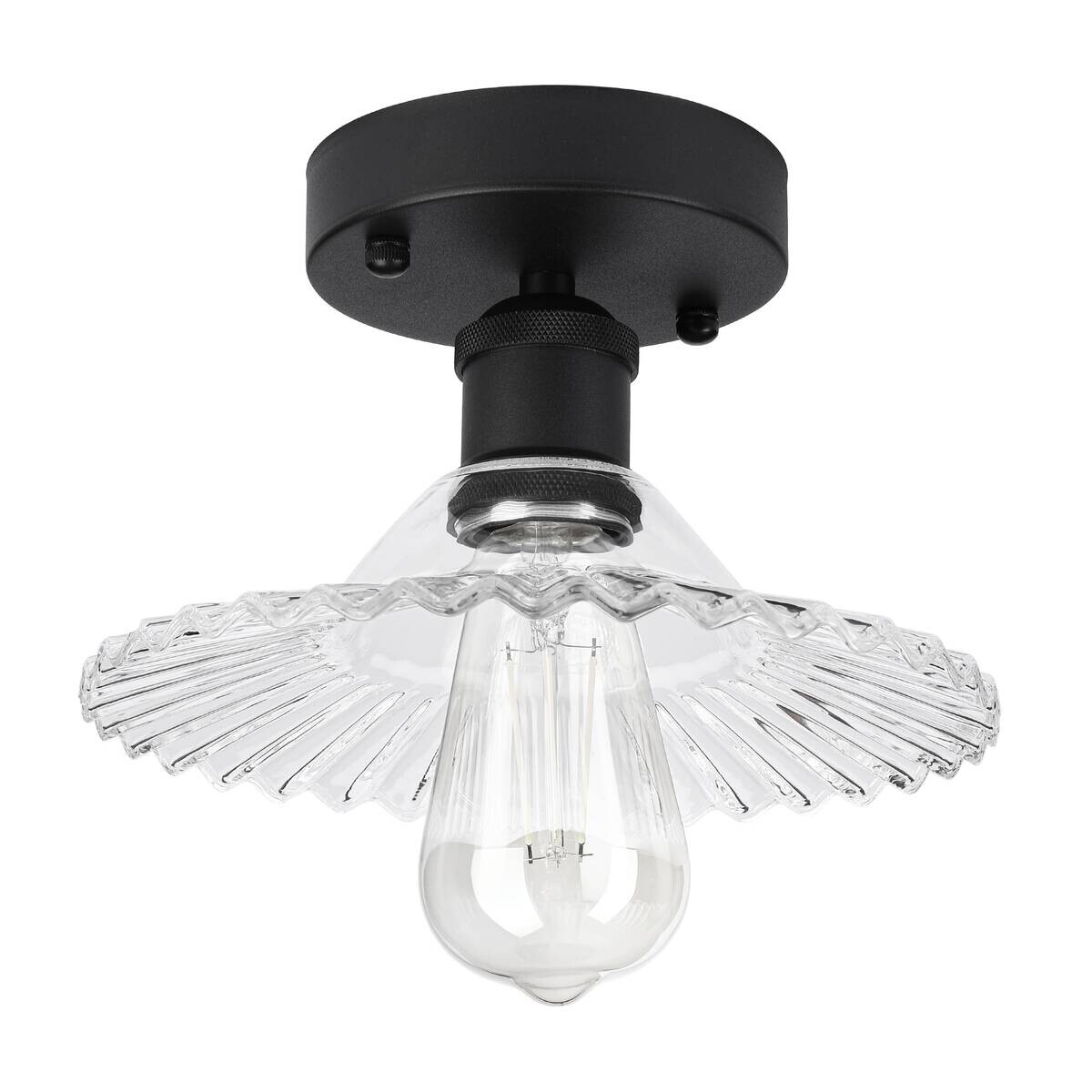Lamkur Deckenleuchte schwarz transparent Stahl Glas B/H/L: ca. 21,5x13,5x21,5 cm E27 1 Brennstellen