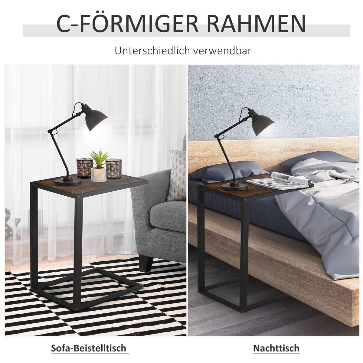 Beistelltisch 833-194BN braun schwarz B/H/T: ca. 40,6x64,2x50,8 cm