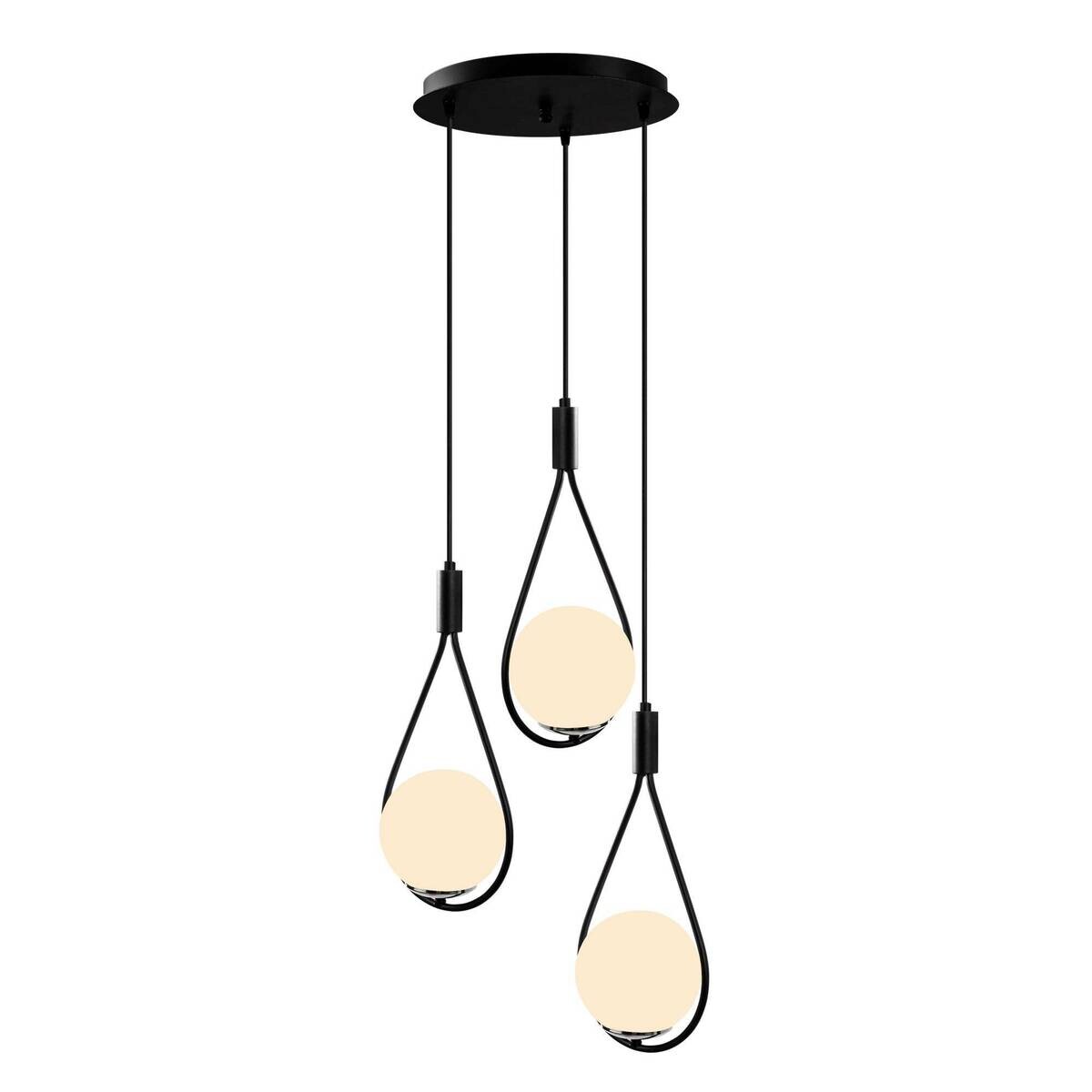 Pendelleuchte schwarz Metall Glas B/H/L/D: ca. 46x136x46x46 cm E27 3 Brennstellen