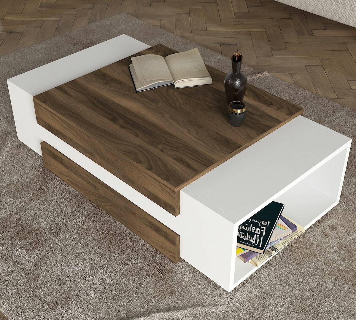 Couchtisch Nora weiß walnuss Nachbildung B/H/T: ca. 110x31x60 cm