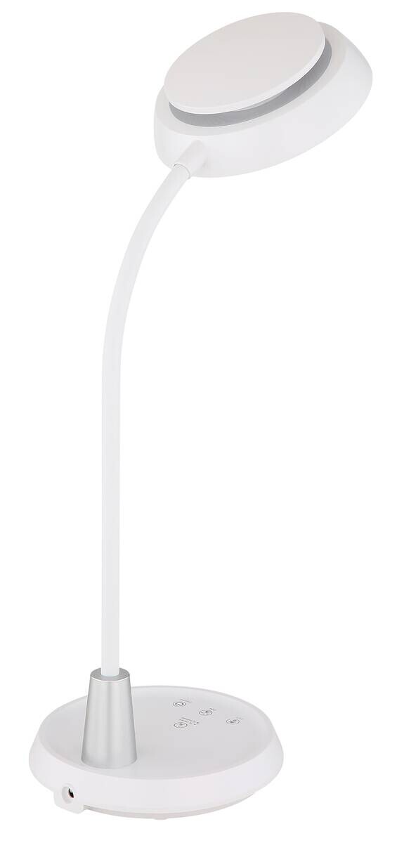 GLOBO Tischleuchte silber weiß Opal Kunststoff Silikon PVC B/H/L: ca. 17,2x44,8x30,6 cm 1 Brennstellen
