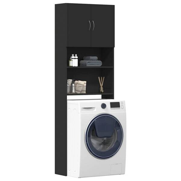 vidaXL Waschmaschinenschrank schwarz B/H/T: ca. 64x190x24 cm