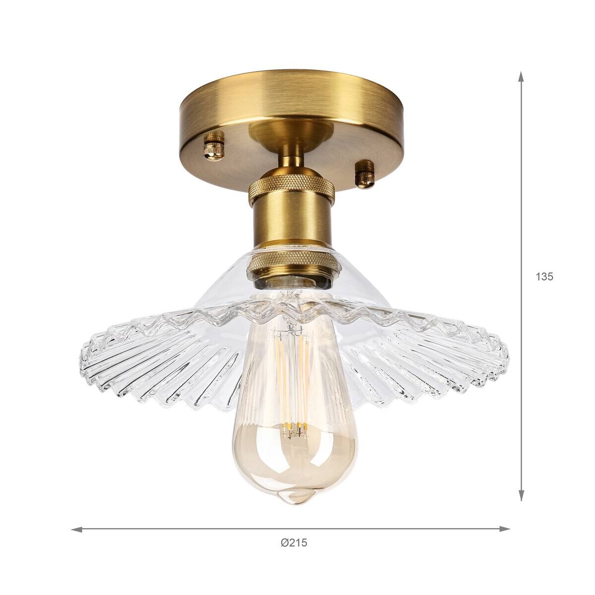 Lamkur Deckenleuchte transparent Glas Stahl B/H/L: ca. 21,5x13,5x21,5 cm E27 1 Brennstellen