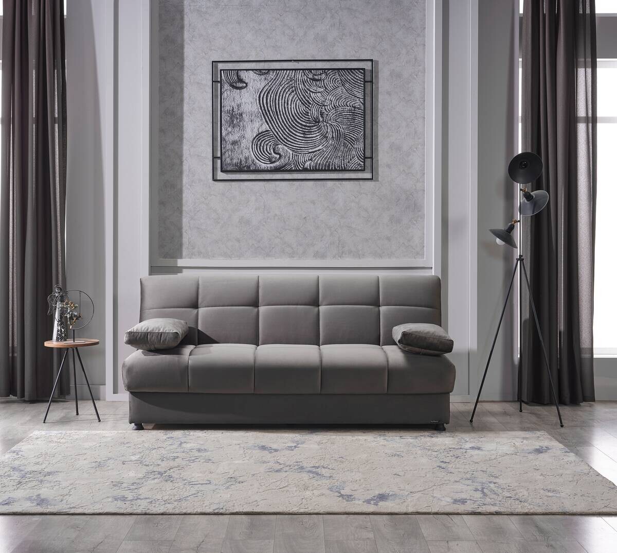 Schlafsofa Alonso grau Microfaser B/H/T: ca. 196x89x83 cm