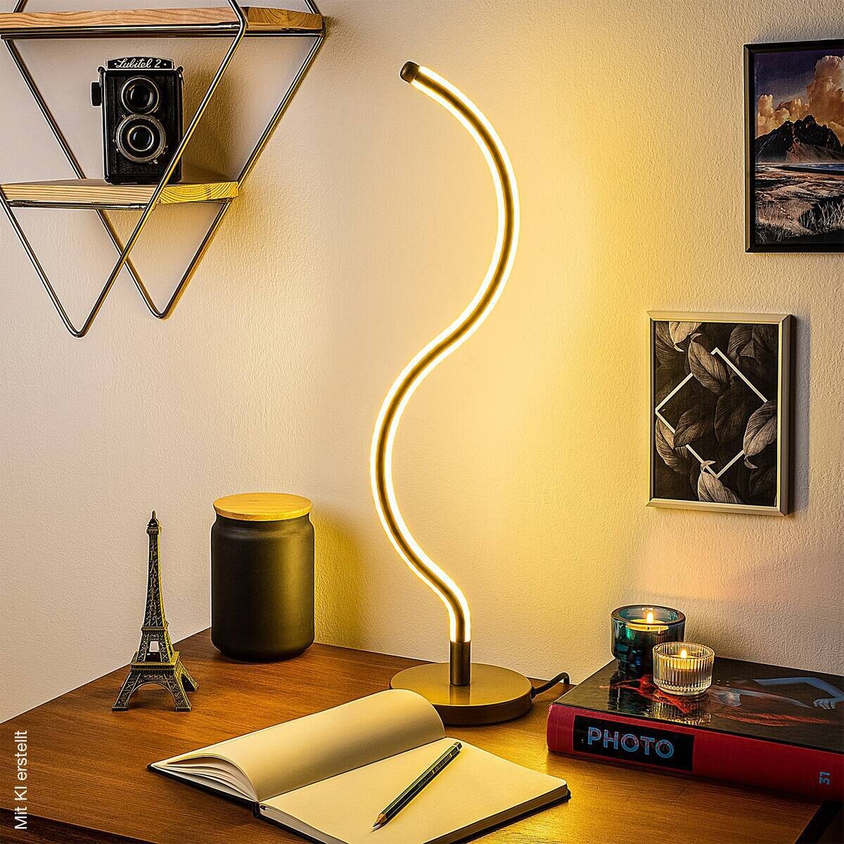 Opviq LED-Tischleuchte gold Metall B/H/T: ca. 13x57x13 cm