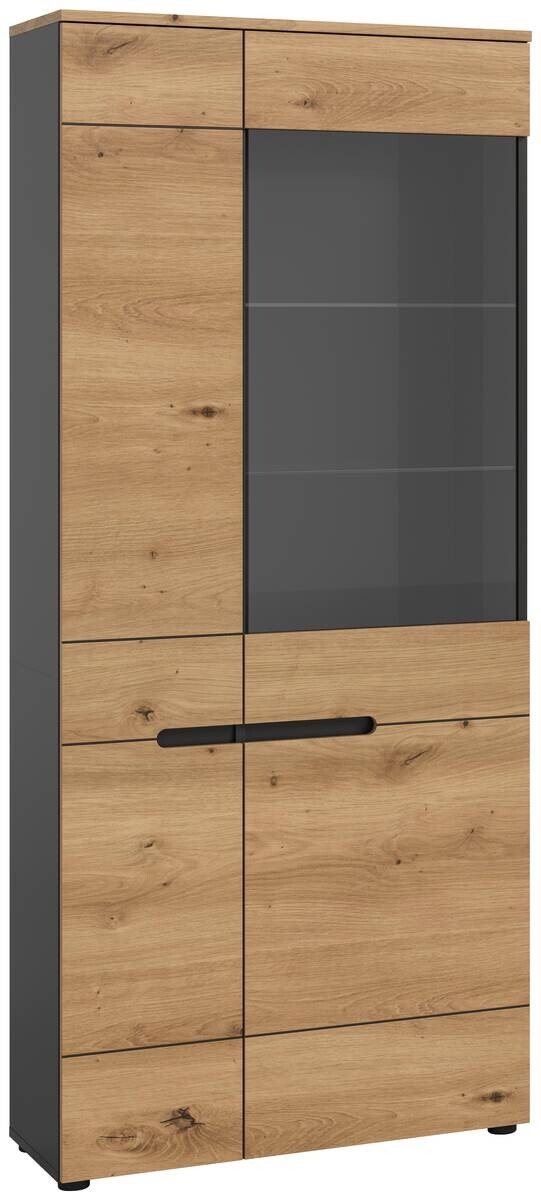 Vitrine Canu basaltgrau Nachbildung Artisan Oak Nachbildung B/H/T: ca. 190x80x37 cm