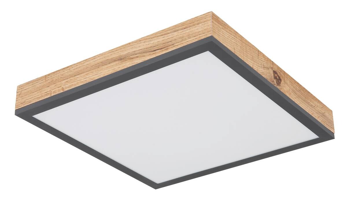 LED-Deckenleuchte Doro Holzoptik Graphit Metall Kunststoff Holz B/H/L: ca. 30x6x30 cm