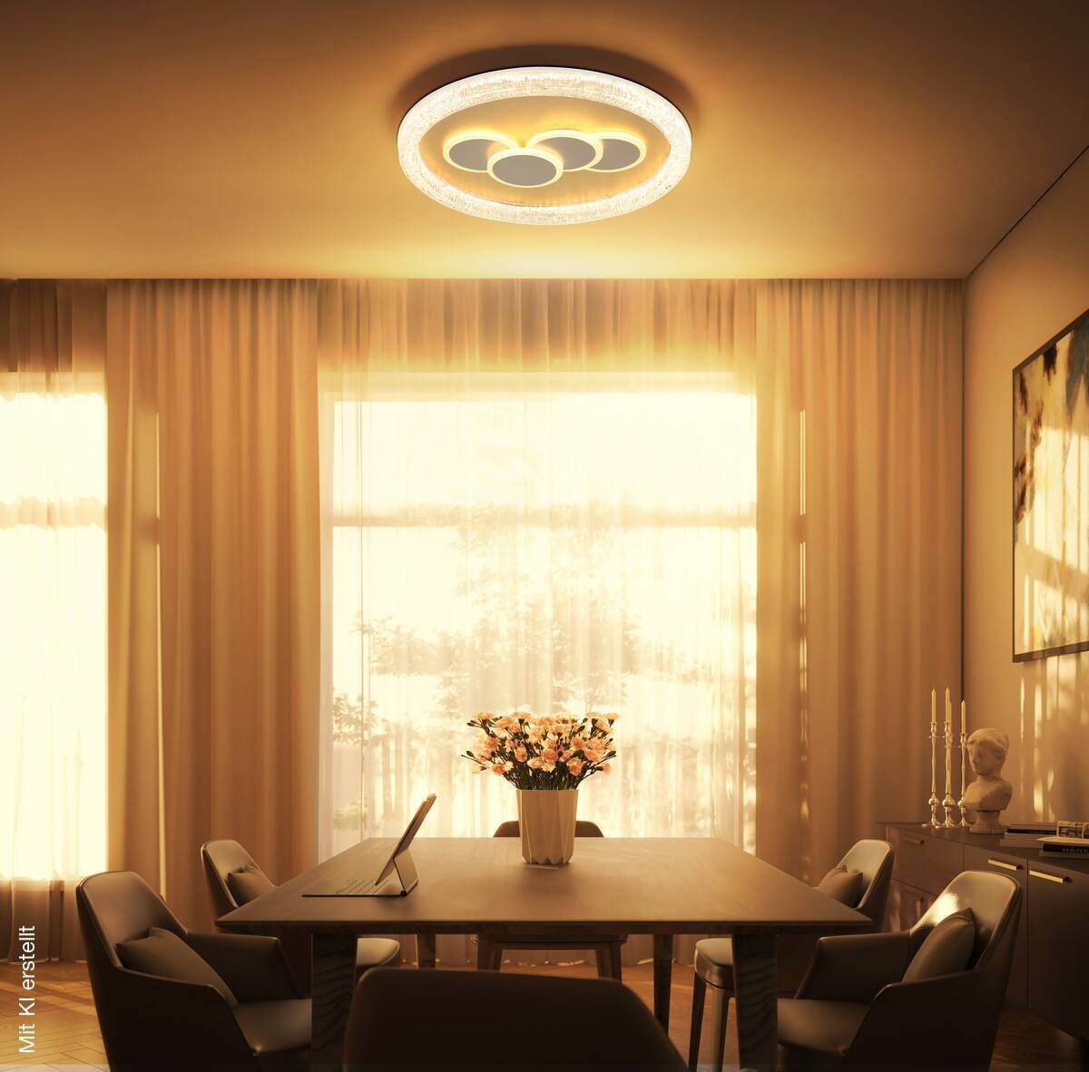GLOBO LED-Deckenleuchte klar weiß gold Kunststoff Metall H/D: ca. 7x49,5 cm 1 Brennstellen