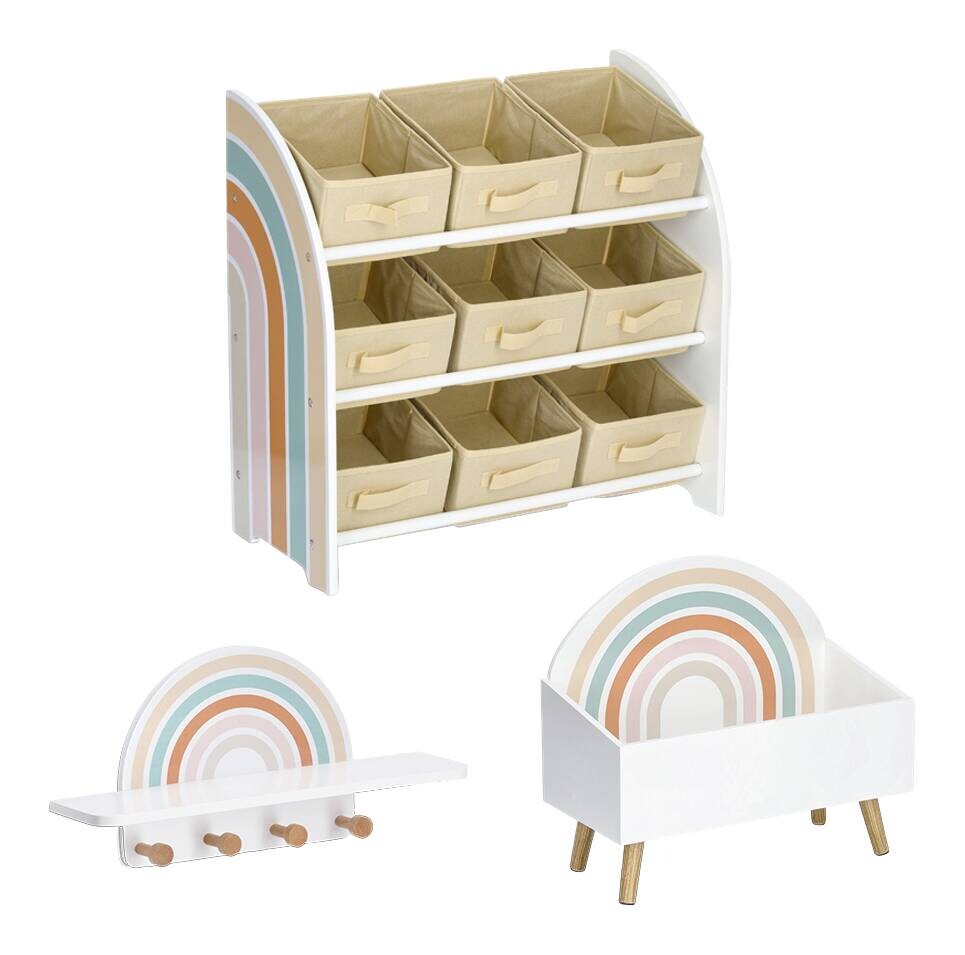 Zeller Regal-Set Rainbow bunt Holz B/H/L: ca. 65x52x65 cm