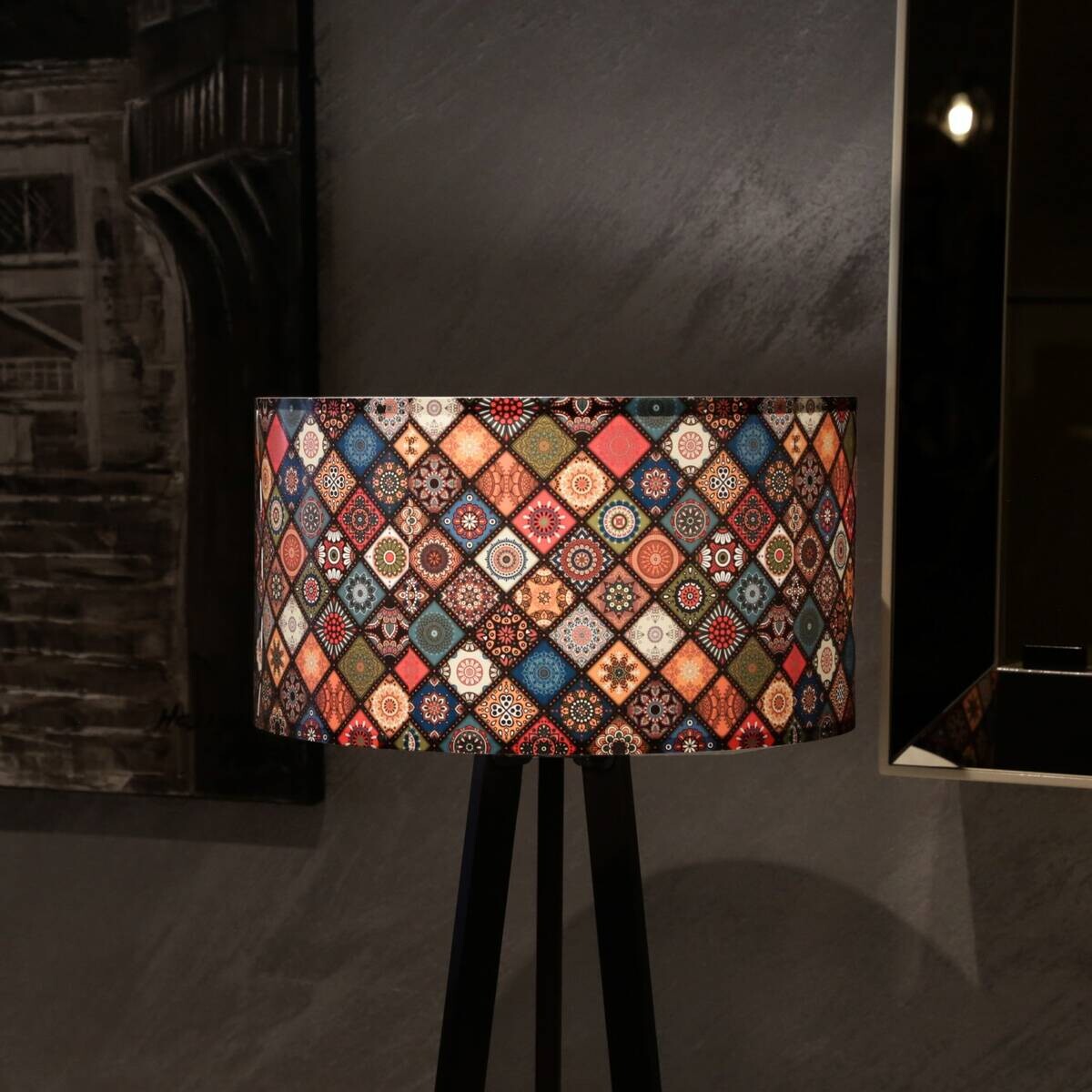 Opviq Stehlampe AYD-2581 beige PVC B/H/T/L/D: ca. 38x140x38x38x38 cm E27 1 Brennstellen