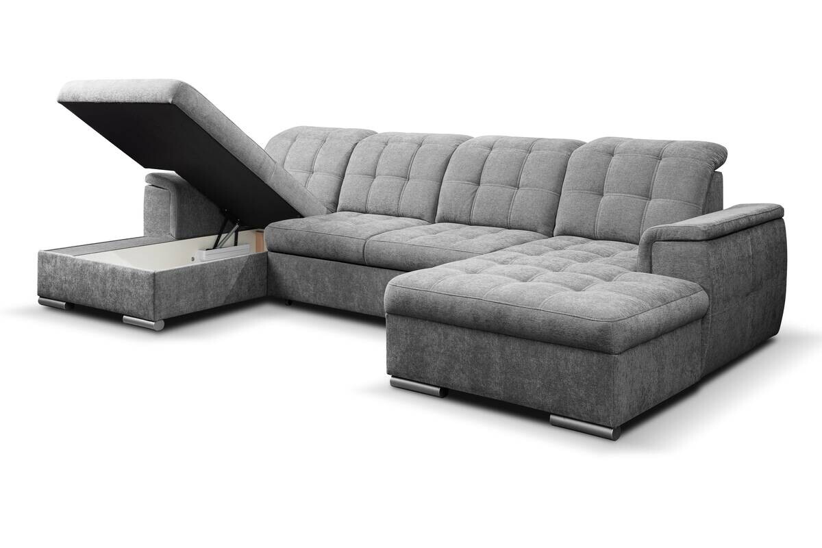 Wohnlandschaft Nadja grau Microfaser B/H/T: ca. 330x105x174 cm