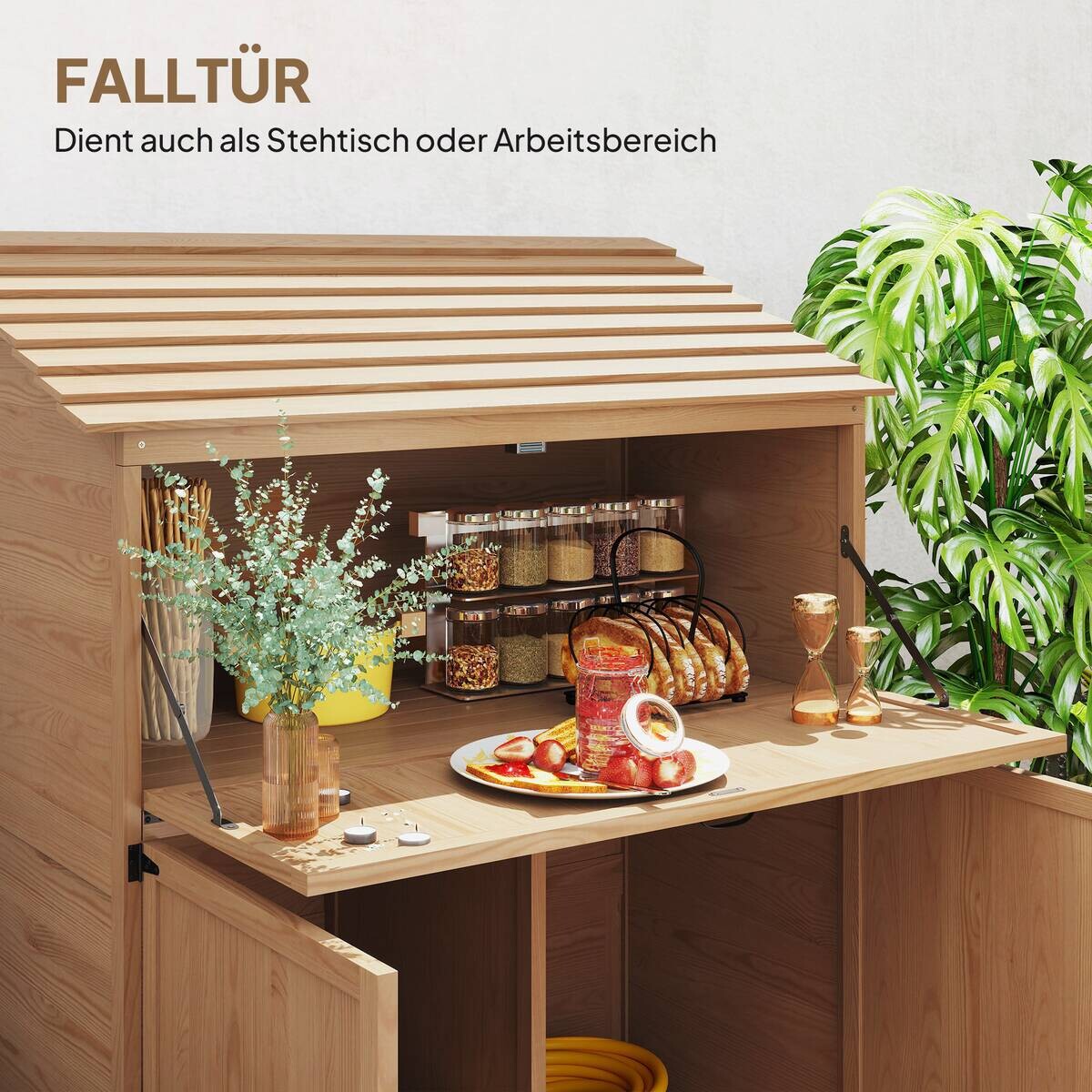Outsunny Gartenschrank braun Holz B/H/L: ca. 54x136x110 cm