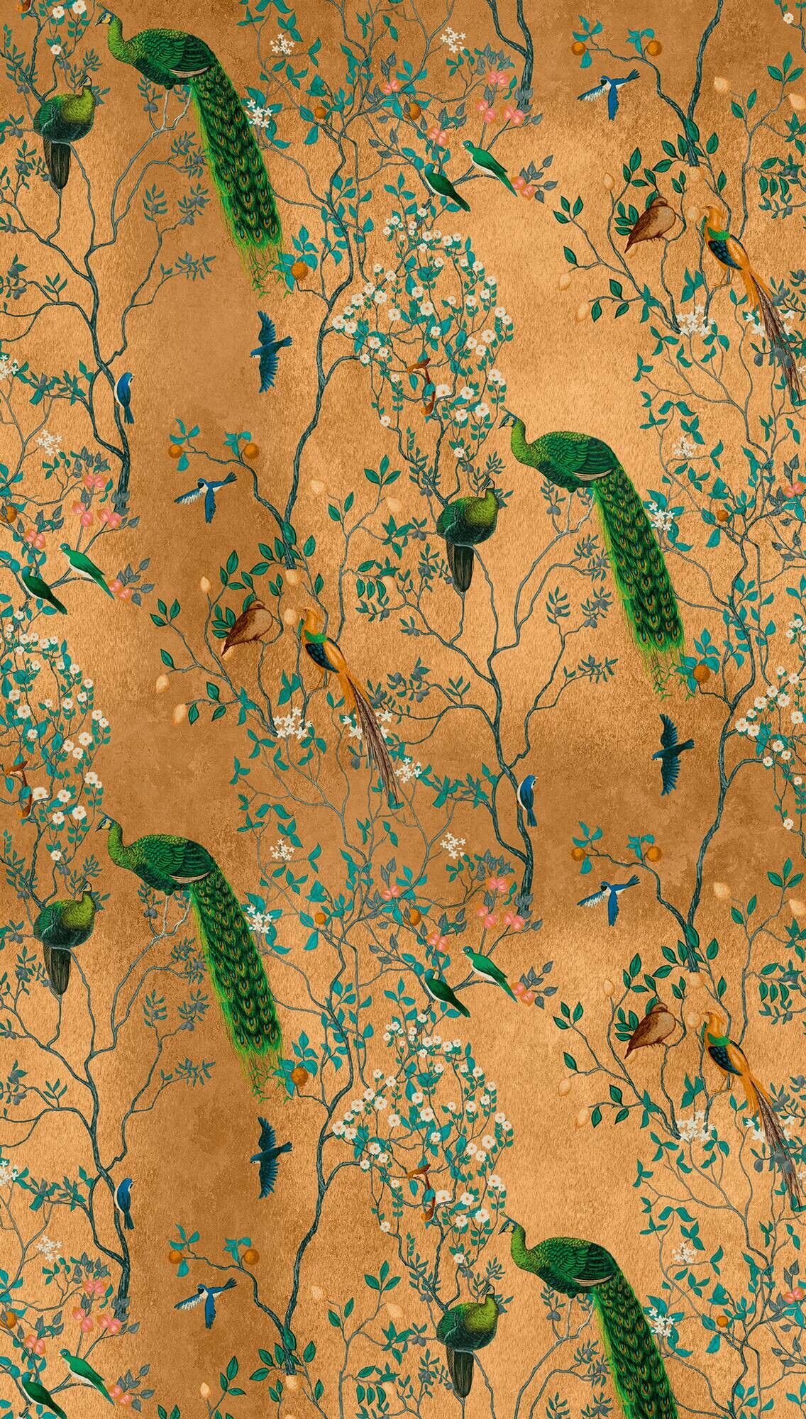 Livingwalls Fototapete Vögel braun bunt grün B/L: ca. 280x159 cm