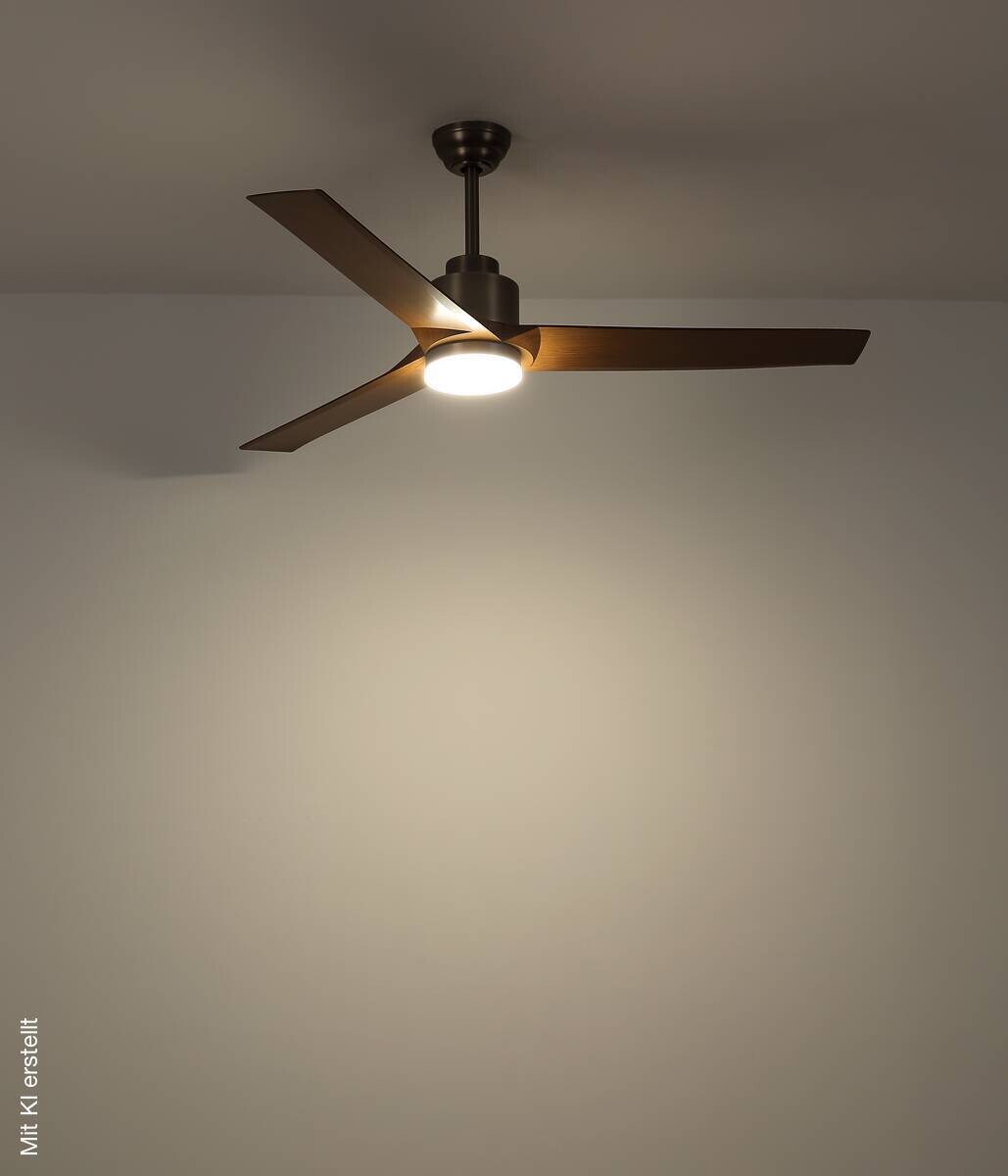 GLOBO LED-Deckenventilator dunkelbraun Opal grau Kunststoff Metall H/D: ca. 48x148 cm 1 Brennstellen