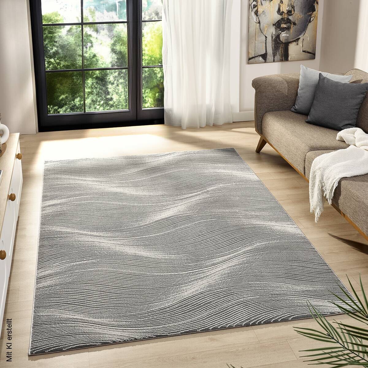 Webteppich Leonie grau B/L: ca. 120x170 cm
