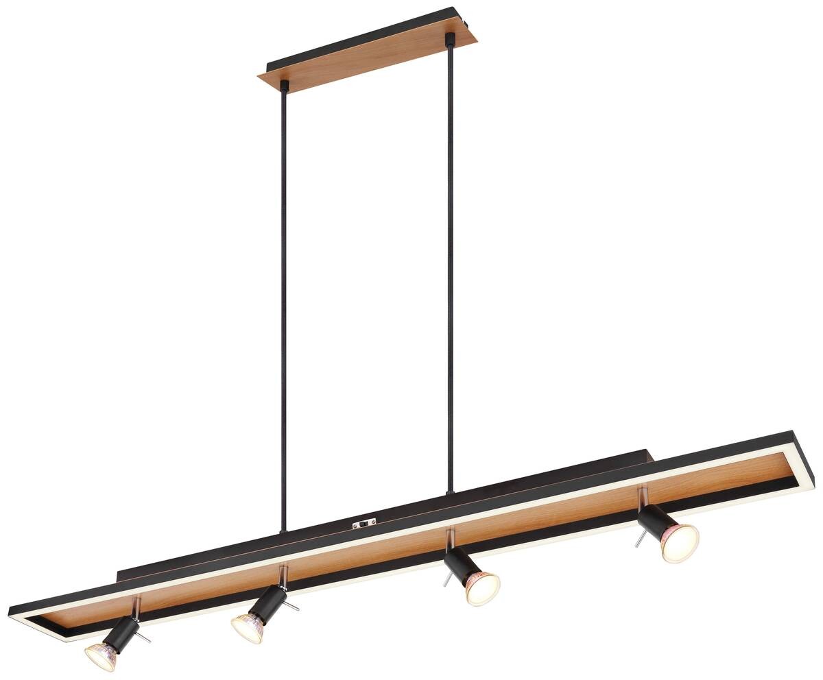 GLOBO Pendelleuchte 57034-4H Ida schwarz Opal Metall Kunststoff B/H/T: ca. 116x120x12 cm null 5 Brennstellen