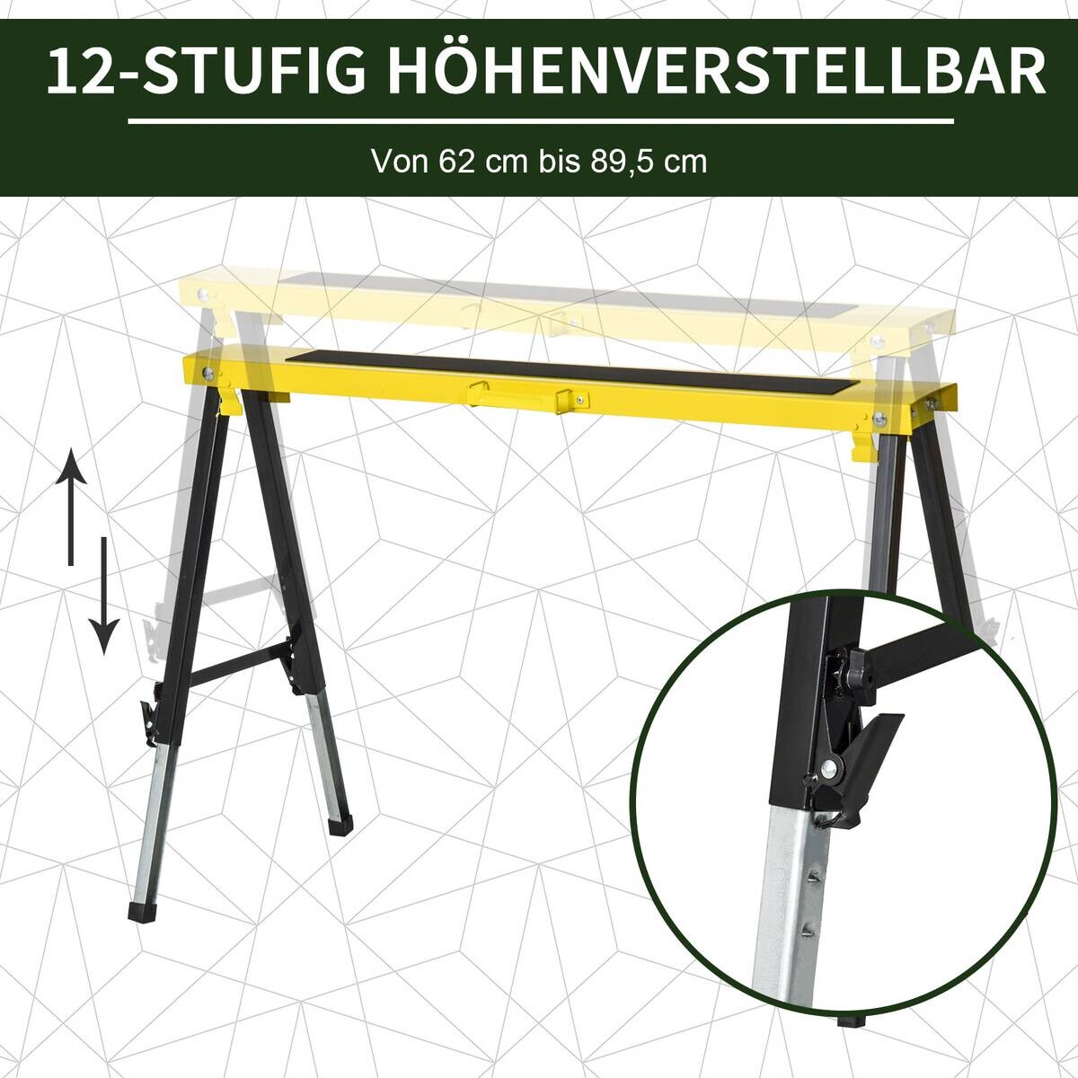 DURHAND Werkbank gelb Edelstahl B/H/L: ca. 49x100x90 cm