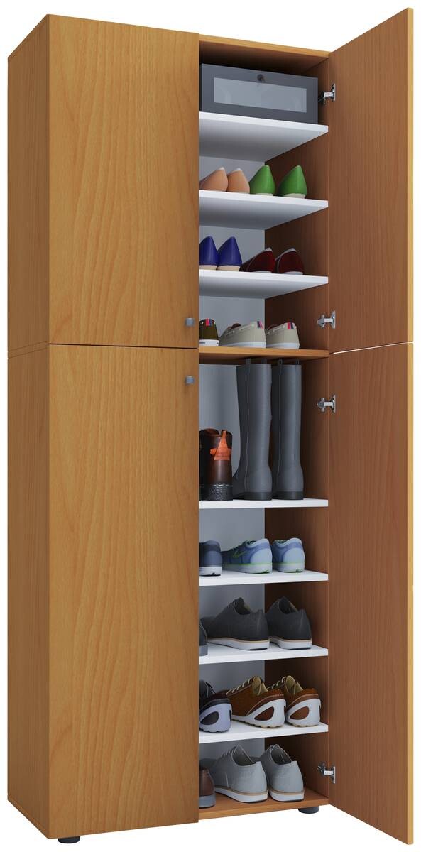 Schuhschrank Lona XXL buche Nachbildung weiß B/H/T: ca. 70x182x39 cm